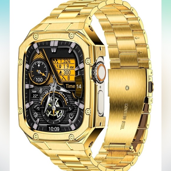 BAITEYOU Apple Watch Ultra 3 2 1 Band Mens Gold Smartwatch - Picture 1 of 5